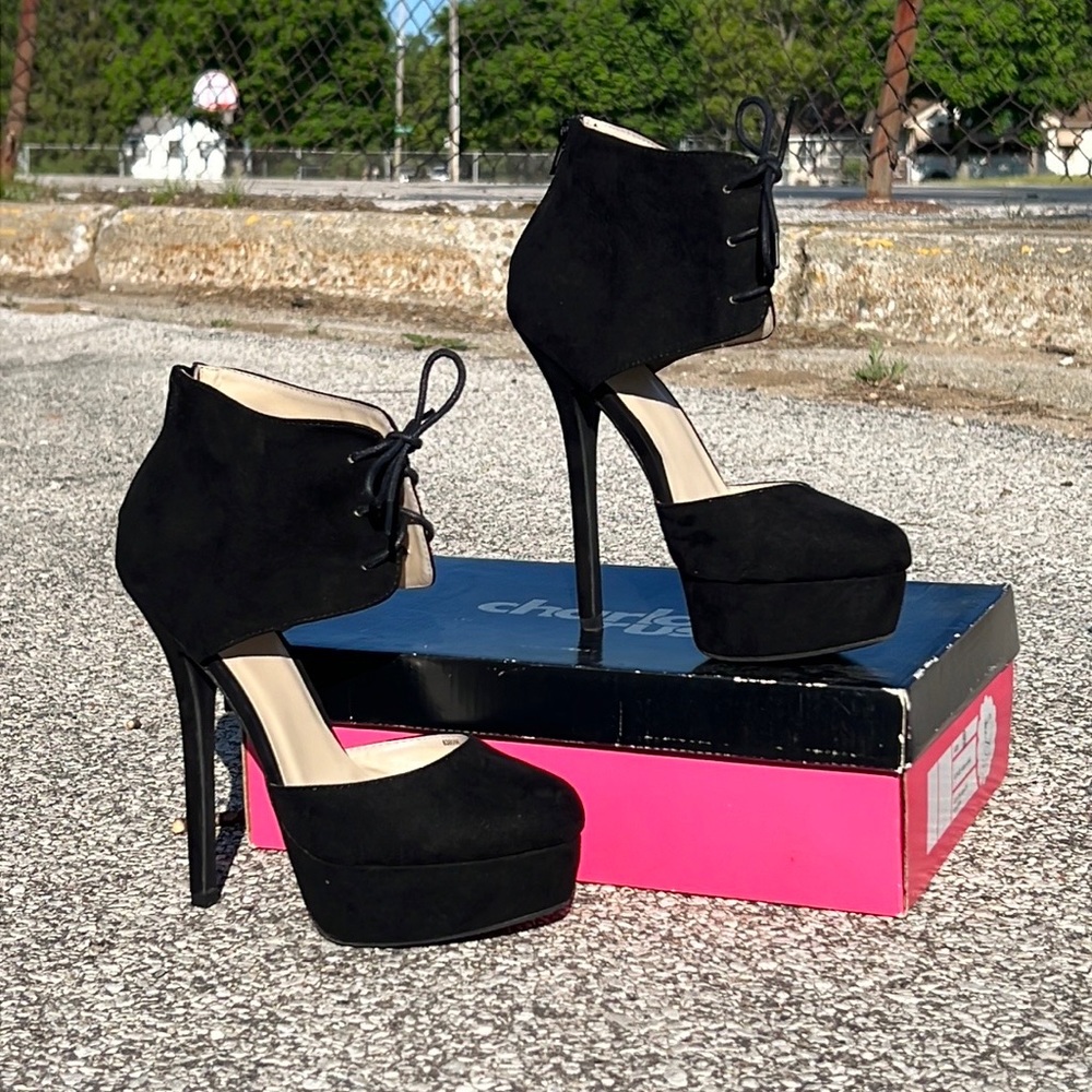 Black heels, suede, size 9 women’s